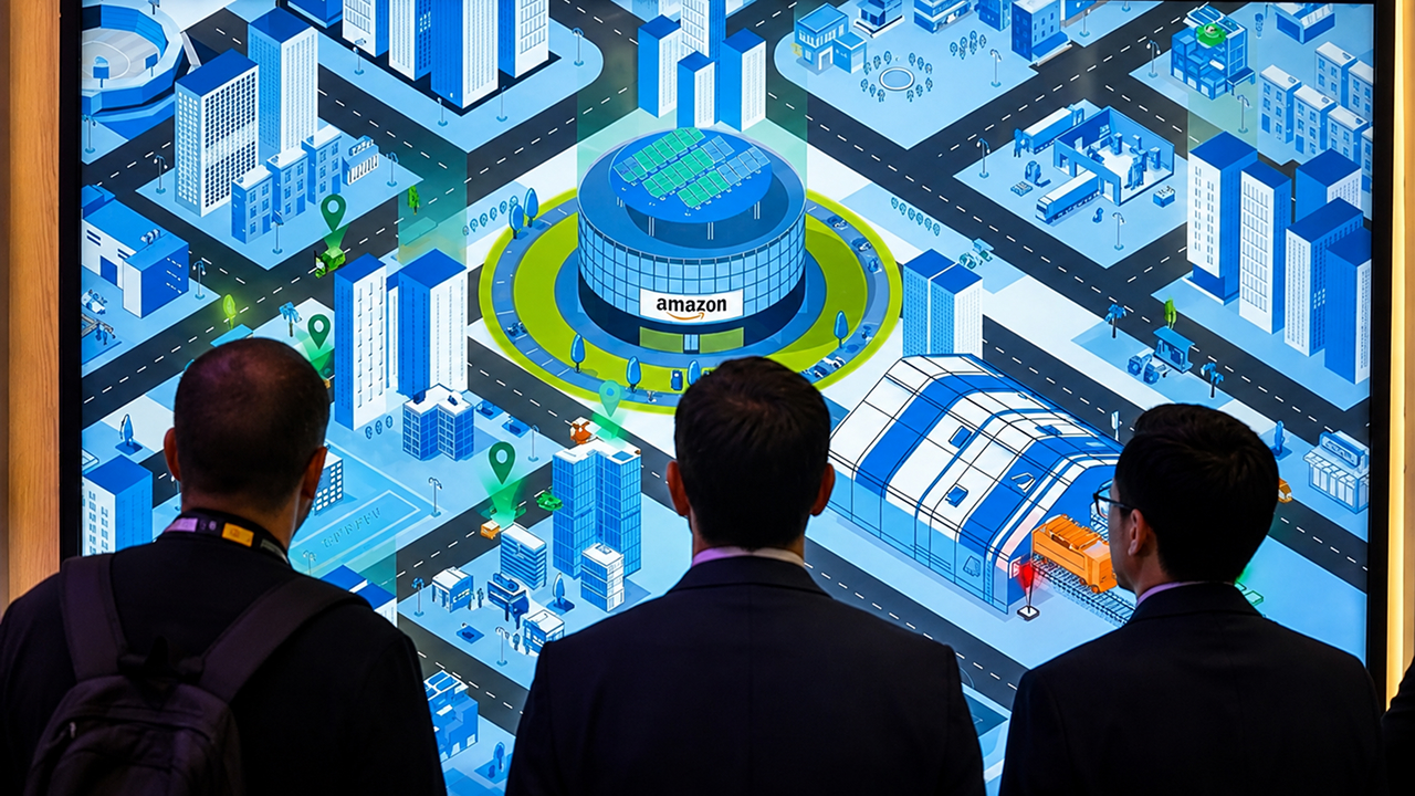 Interactive Amazon logistics experience on a large digital display
